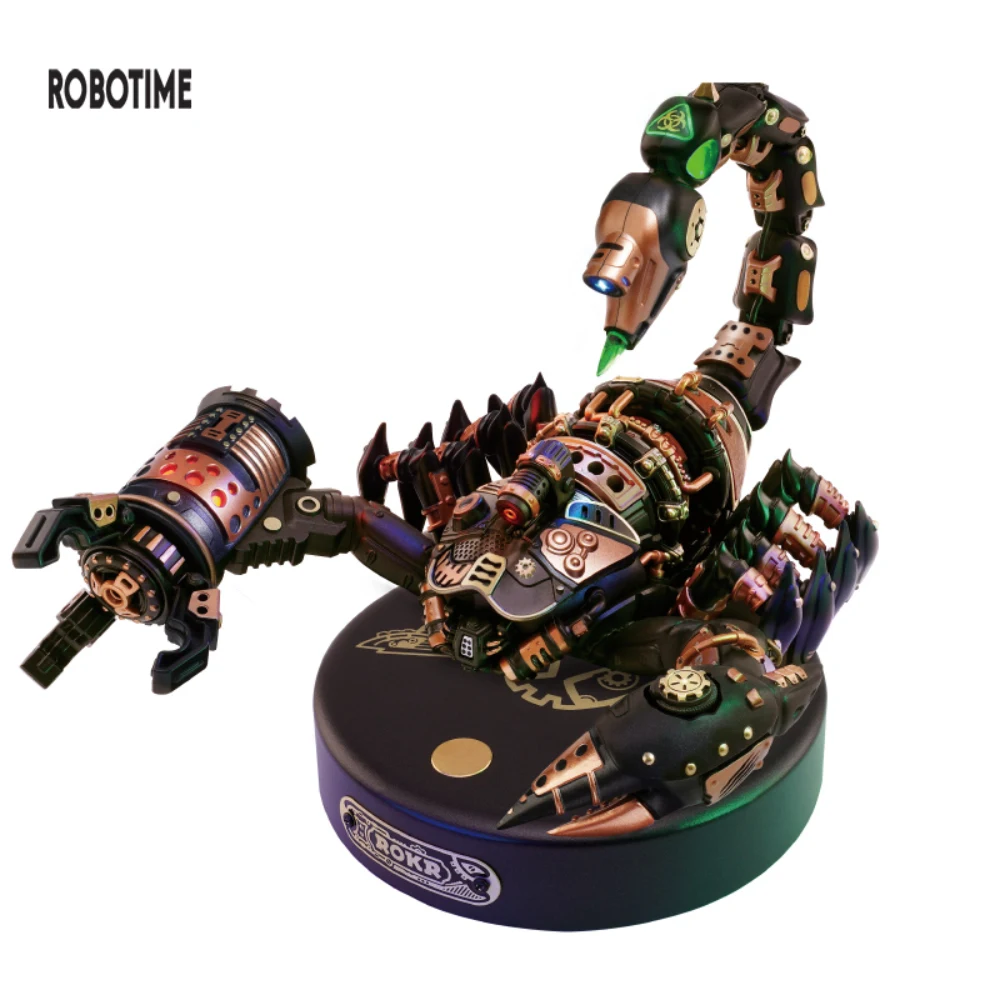 Robotime rokr kaiser skorpion 3d puzzle mit motor & licht interaktive lustige montage bewegliche spielzeug geschenke für jugendliche erwachsene mi04 Image