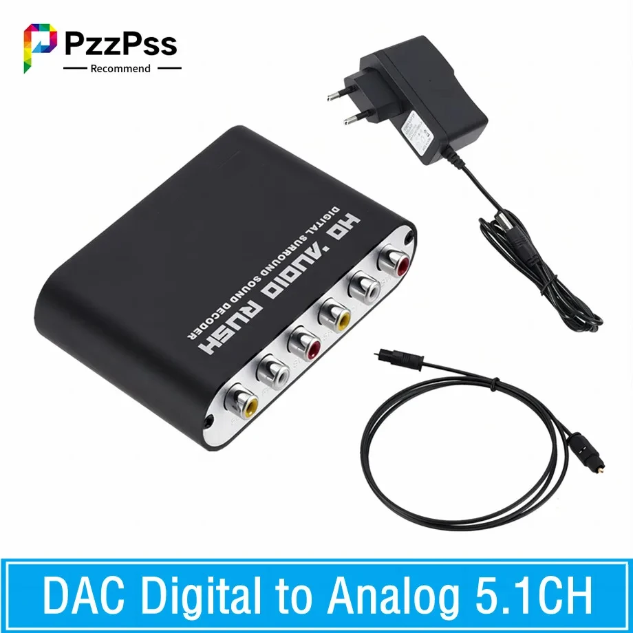 PzzPss AC3 Audio Digital zu Analog 5.1 Kanal Stereo DAC Konverter Optischer SPDIF Koaxial AUX 3,5 mm zu 6 RCA Decoder Verstärker Image