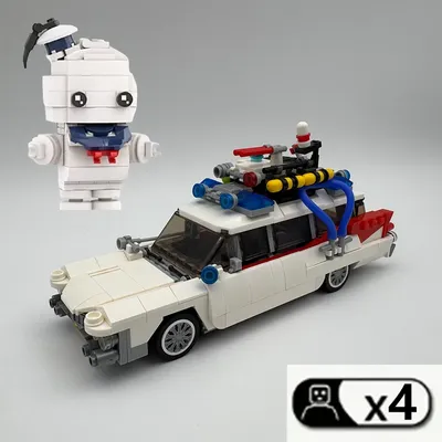 Technische Autos Stadt Ghostbusters Ecto-1 Modell Bausteine Creators MOC Film Fahrzeug Ziegel DIY Image
