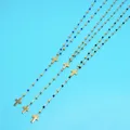 Glückliche Doppelkreuz Anhänger Halskette für Frauen vergoldet Edelstahl Clip Perlenkette Halskette