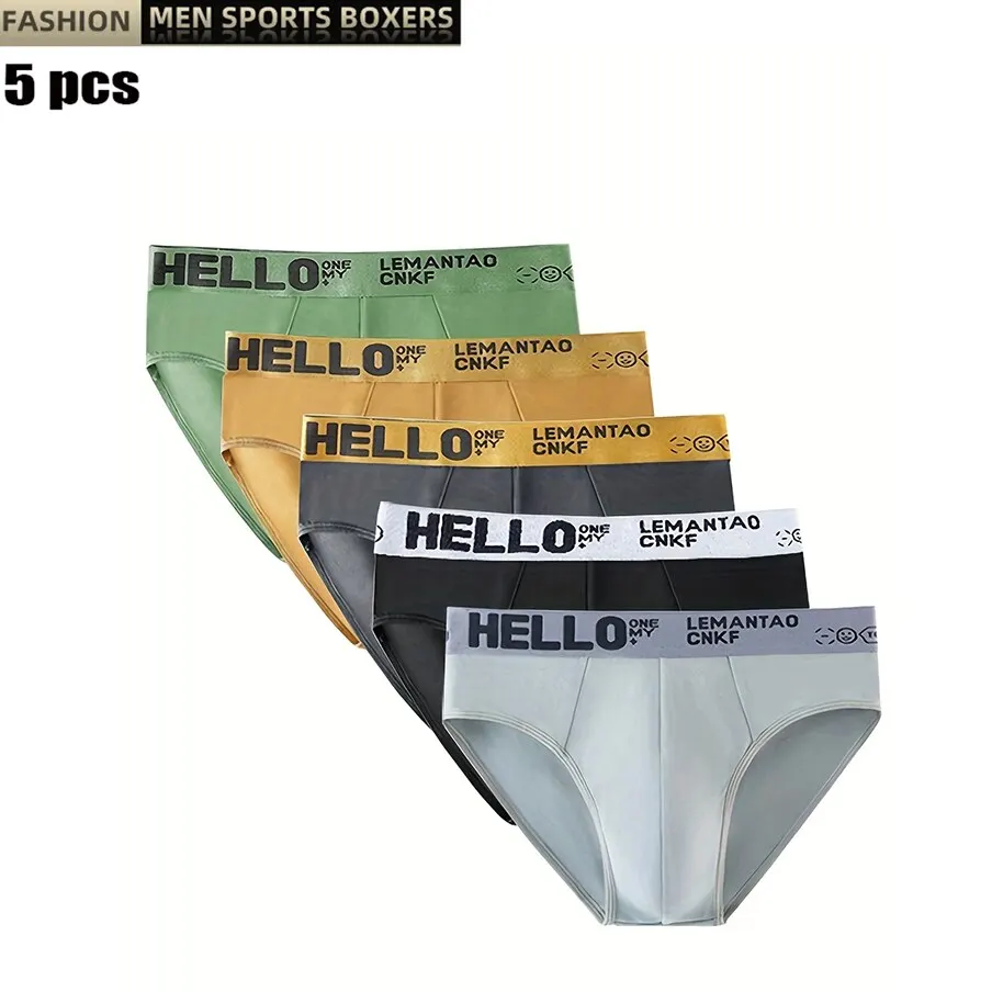 5Pcs männer Unterwäsche Sommer Männer Slips Männlich Große Größe Junge Bequeme Feste Unterhose Pilz-Proofing Männer Höschen Image