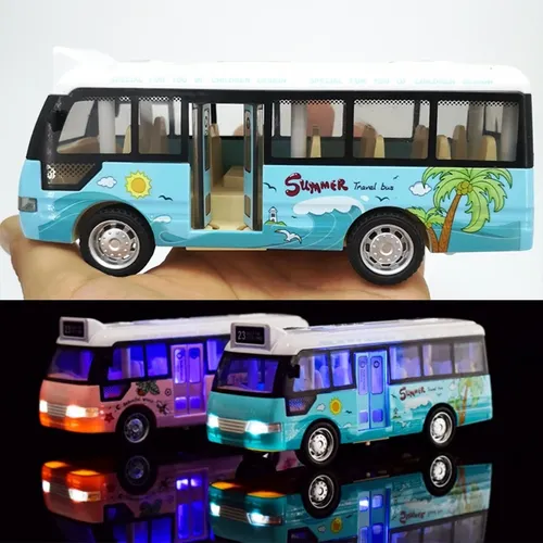 Schulbus Sound Licht Tour Bus Modell Junge Spielzeug Druckguss Spielzeug Fahrzeuge Kinder Geschenk