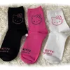 Y2K Hello Kitty Socken für Mädchen Mittlere Socken Kawaii Sanrio Hello Kitty Accessoires Socken Rosered Schwarz Weiß Socke Frauen Weiblich