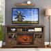 60" Brown Fireplace TV Stand with Electric Fireplace & Storage Cabinet - 60.00" x 15.75" x 32.00"