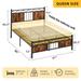 Moasis Metal Platform Bed Frame with Wood Headboard, Twin/Full/Queen Size Bed