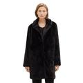 TOM TAILOR Damen 1037574 Fake-Fur Mantel, 14482-deep Black, M