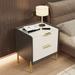 PVC Leather 2-drawer Nightstand White Slate Top