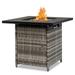 28 inch Propane Fire Pit Table Outdoor Dining Gas Fire Pit with Lid 50 000BTU & Lava Stones CSA Certification 2-in-1 Versatile Fire Pit for Outside Garden Backyard Patio Deck Gray D4257