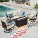 Summit Living 4 Pieces Patio Conversation Set with 45 Fire Pit Table Outdoor Furniture Metal Sofa for 5 Person Beige Cushions