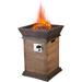 Outdoor Propane Table 40 000 BTU Patio Gas Heater Column With Realistic Faux Wood Finish Red Lava Rocks And Waterproof Cover