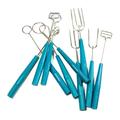 1 Set 10pcs Baking Supplies Stainless Steel Chocolate Forks Picks Baking Gadget for Home Restaurant Bakery (Blue + Silver)