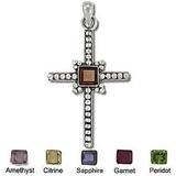 Sterling Silver Hand-Made Genuine Facet Stone Cross