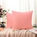 Flxxie Ultra Fluffy Soft Velvet Decorative Solid Color Throw Pillow Simple Square Covers Cushion Case 2 Pieces 18 x 18 Pink