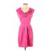 BCBGMAXAZRIA Casual Dress Scoop Neck Sleeveless: Pink Solid Dresses - Women's Size 4