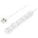 Masterplug 13A 6 Socket White Extension Lead - 1m