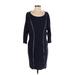 Catherine Malandrino Cocktail Dress - Sheath Scoop Neck 3/4 sleeves: Blue Print Dresses - Women's Size P