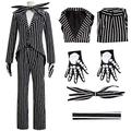 Kuberas Jack Costume Adult Skeleton Skellington Jacket Dress Nightmare Before Christmas Cosplay Outfits for Men Women, X-Large