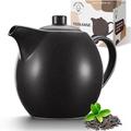 Happy Lemuro Teapot with Strainer Insert Ceramic - 1.2 L - Ceramic Teapot Black (Anthracite) - Tea Pot - Teapot - Teapot Stoneware - Tea Accessories - Tea Maker for Loose Tea