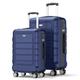 SHOWKOO Carry on Suitcase Sets 2 Piece 20+24 Inch Hard Shell PC+ABS Expandable Lightweight Durable Trolley Travel Cabin Luggage with Spinner Wheels TSA Lock, Deep Blue