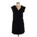 Roxy Casual Dress - Mini Plunge Short sleeves: Black Solid Dresses - Women's Size 10