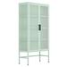 Latitude Run® Double Glass Door Storage Cabinet Stainless Steel in Green | 61.13 H x 31.61 W x 12.71 D in | Wayfair