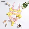 Aduloty – ensemble de soutien-gorge transparent et érotique pour femmes sous-vêtements brodés avec