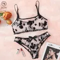 Leechee New Lingerie Set Floral Full Cup Bra For Women Fashion Mesh Sexy Underwear Intimate Lingerie