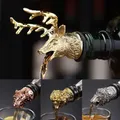 Zinc Alloy Wine Stopper Deer Elk Lion Bull Head Mouth Wine Alcohol Pourer Funnel for Vodka