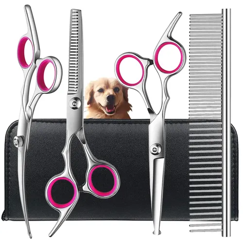 4 stücke Hundepflege-Schere mit runder Sicherheits spitze-Edelstahl-Set für präzises Trimmen und
