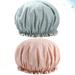 Caps Shower Cap Bath Hats Sleeping Hair Wide Band Waterproof Satin Double Flower Elastic Silk Layers Bonnet Adjustable