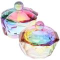 FRCOLOR 2 pcs Glass Nail Art Dish Cup Nail Dish Nail Art Cup Nail Crystal Dish Bowl with Lids