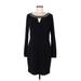 Calvin Klein Cocktail Dress - Sheath Keyhole Long sleeves: Black Print Dresses - Women's Size 8