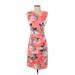 Nicole Miller Casual Dress - Sheath V Neck Sleeveless: Orange Floral Dresses - Women's Size 0