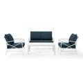 Maykoosh Shabby Chic 4Pc Outdoor Metal Conversation Set Navy/White - Loveseat Coffee Table &Two Chairs