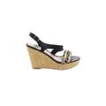 Fergalicious Wedges: Slingback Platform Boho Chic Black Print Shoes - Women's Size 7 1/2 - Open Toe