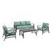 Maykoosh Seaside Serenity 4Pc Outdoor Metal Sofa Set Mist/Oil Rubbed Bronze - Sofa Coffee Table & 2 Arm Chairs