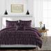 Full/Queen Size Egyptian Cotton 1000 Thread Count Duvet Cover Multi Ruffle Ultra Soft & Breathable 3 Piece Luxury Soft Wrinkle Free Cooling Sheet (1 Duvet Cover with 2 Pillowcases Plum)