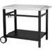 Outdoor Grill Cart Pizza Oven Stand Double-Shelf Outdoor Movable Dining Cart Table Outdoor with Wheels & Hooks Side Handle Kitchen Work Table Cart for Bar Patio Camping Home (silver)