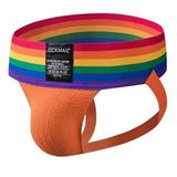 Brnmxoke Mens Rainbow Jockstrap Underwear Low Waist Mesh Breathable Athletic Supporter Jock Straps Spandex Hollow Hot Male Underpants