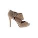 Nine West Heels: Tan Solid Shoes - Women's Size 9 - Peep Toe