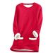 Lovskoo Long Johns Thermal Underwear for Women Fleece Lined Cold Weather Round Neck Printed Thickened Warm Long Sleeve Base Layer Top Red