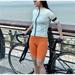 Pjtewawe Easter Fleece Jacket Women s Cycling Sweatshirt Short Sleeve + Cycling Shorts Quicks Drys Reflective Pocket Compression Shirt