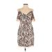 Vince Camuto Cocktail Dress - Mini V Neck Short sleeves: Tan Dresses - Women's Size 2