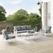 Maykoosh Lakeside Living 4Pc Outdoor Metal Sofa Set Gray/White - Sofa Coffee Table & 2 Arm Chairs