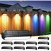 AHAORIGIN Fence Solar Lights Outdoor Waterproof 10 Pack Upgraded Solar Step Lights Deck Lights with Multi-Color Charging & Warm White Fence Lights Solar Powered for Stair Pool Patio Yard Decorations