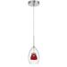 Integrated Dimmable LED Double Glass Mini Pendant Light Red Clear - 6W 450 Lumen & 3000K