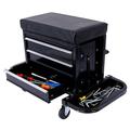 3-Drawer Rolling Tool Chest Seat Rolling Mechanic Seat with Tool Trays Rolling Garage Seat with Wheels Heavy Duty Rolling Tool Chest Can Hold Up to 350 Lbs Square Shop Stool