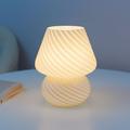 Mushroom Table Lamp Glass LED USB Night Lights Modern Nightstand Desk Light Bedside Lamp Small Decorative Light Mushroom Nightlight for Baby Bedroom Home Decoration