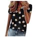 Woman Graphic Tee for Women V-Neck Summer Dressy Ruffle Top Short Sleeve Women s Casual Print T-Shirt Floral Women s Blouse Hiking Blouse for Women Long Sleeve Shirts for Women Fall