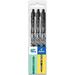 Pilot FriXion Clicker Fine Erasable Rollerball Pen - Retractable 0.7mm Nib - Wallet Pack of 3 - Black Ink